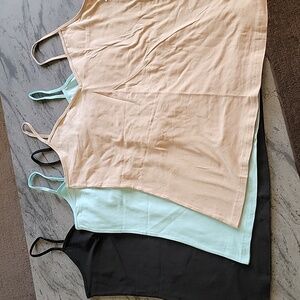 OLD NAVY Set of 3 Spaghetti Strap V Neck Fitted Cami's Tan Mint Grn Black XL NWT